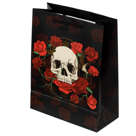 Skulls and Roses Red Roses Large Gift Bag-