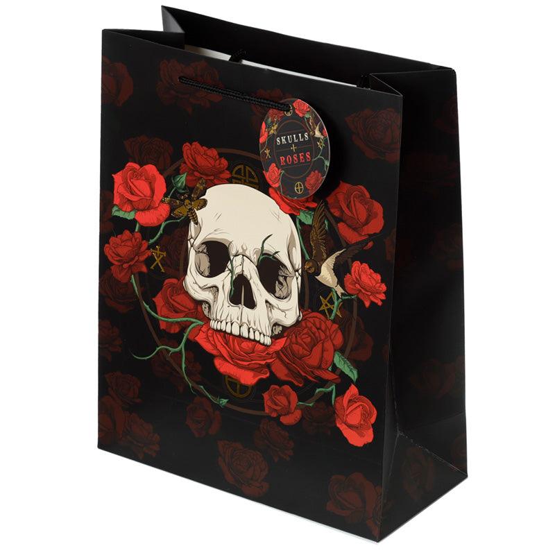 Skulls and Roses Red Roses Large Gift Bag - £6.0 - 