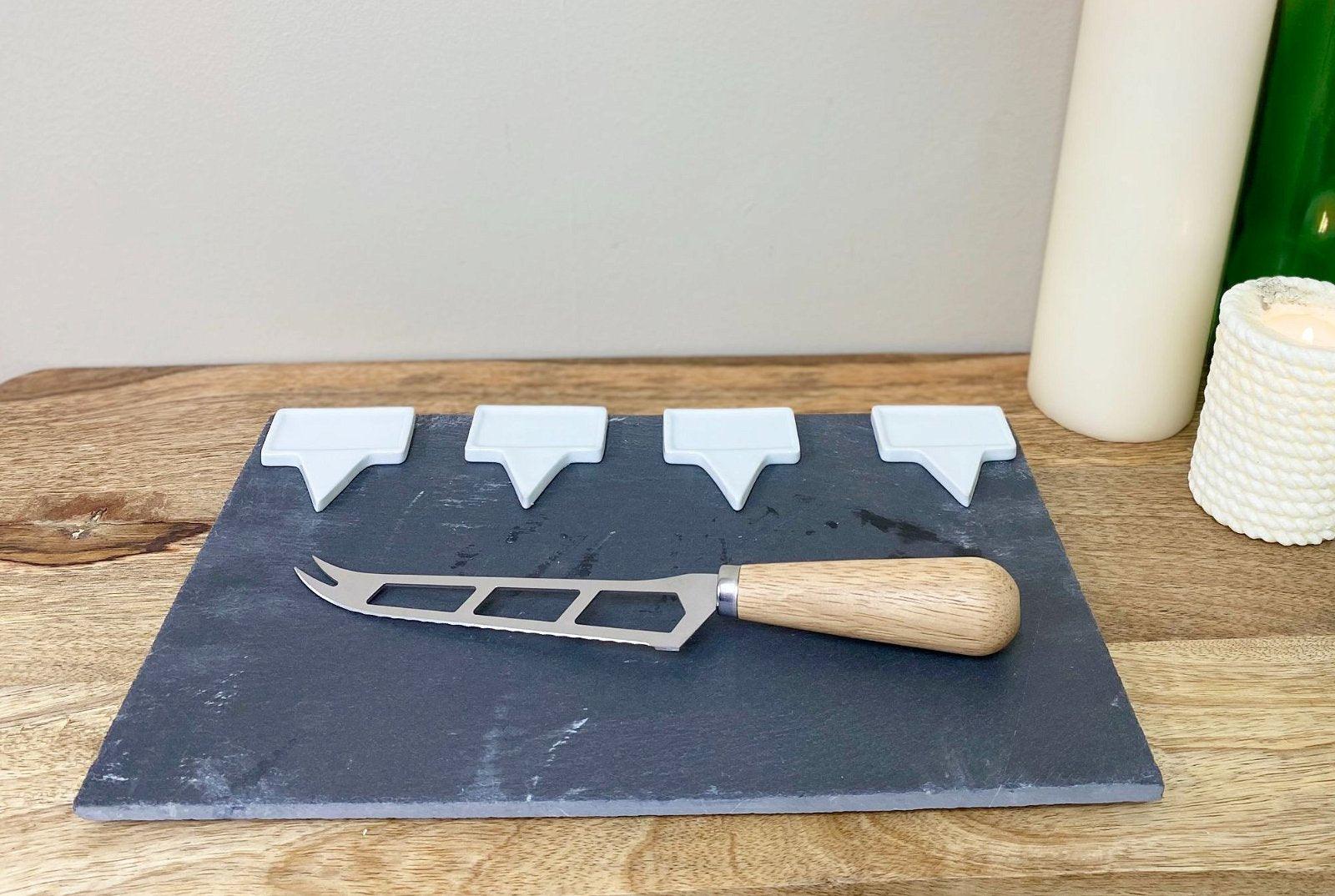 Slate Cheese Board Service Set & Knife 30cm-Trays & Chopping Boards