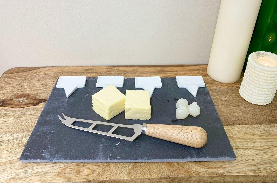 Slate Cheese Board Service Set & Knife 30cm - £26.99 - Trays & Chopping Boards 