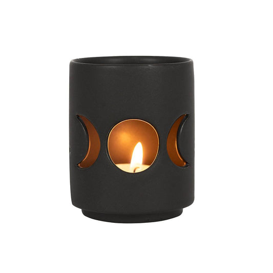Small Black Triple Moon Cut Out Tealight Holder - £7.5 - Candle Holders 