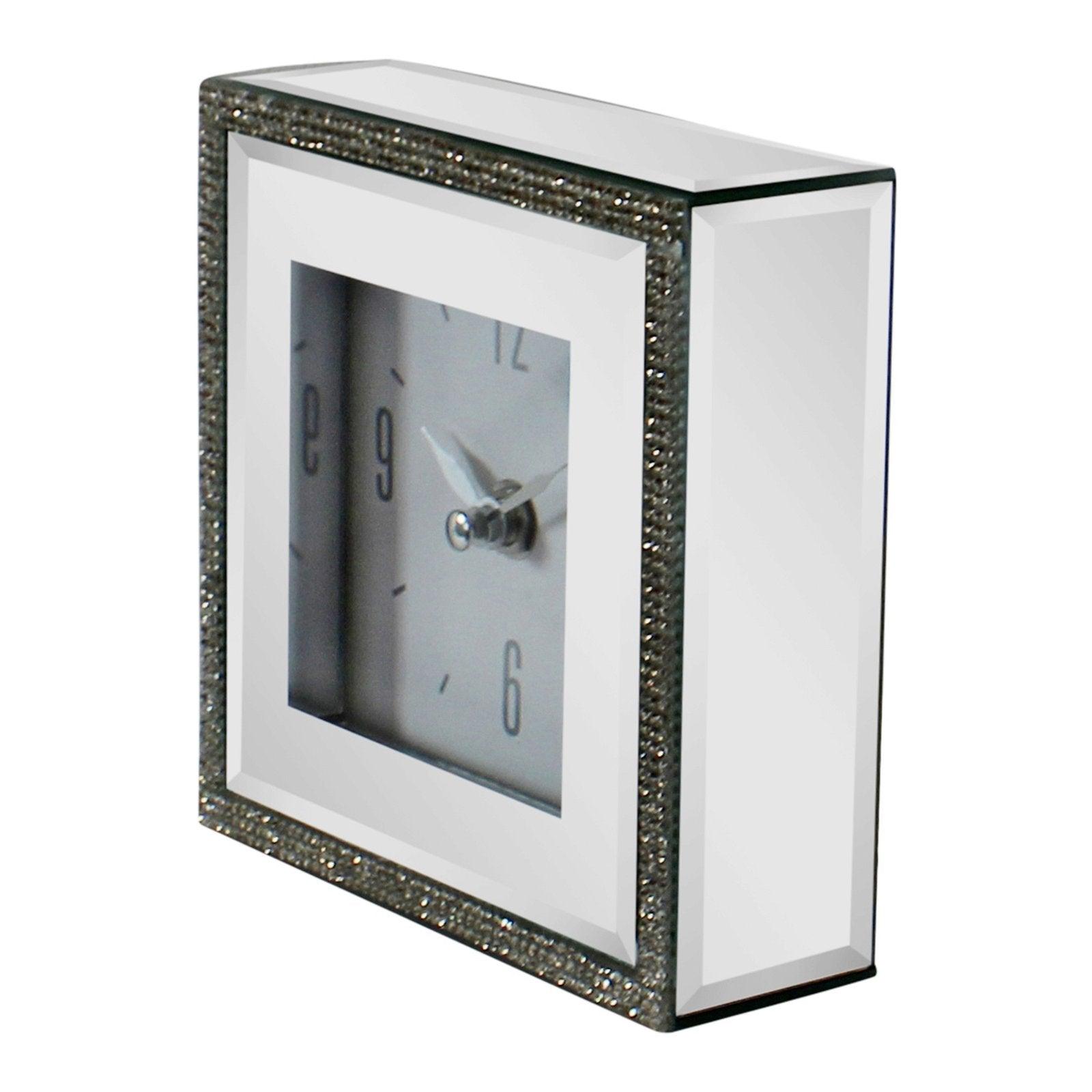 Small Freestanding Mirrored and Jewelled Table Clock - £26.99 - Freestanding Clocks 