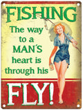 Small Metal Sign 45 x 37.5cm Vintage Retro Fishing Way-