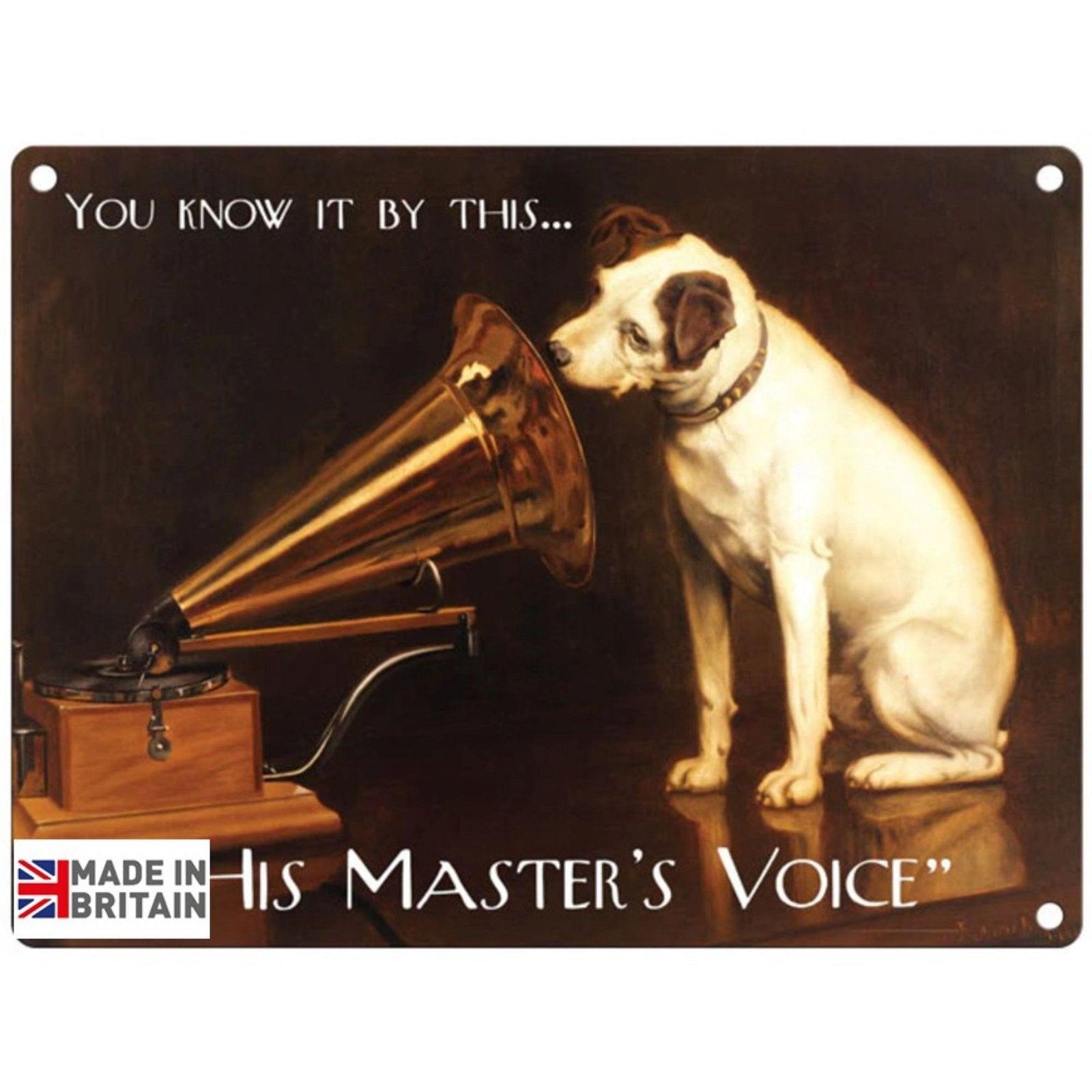 Small Metal Sign 45 x 37.5cm Vintage Retro His Master's Voice-