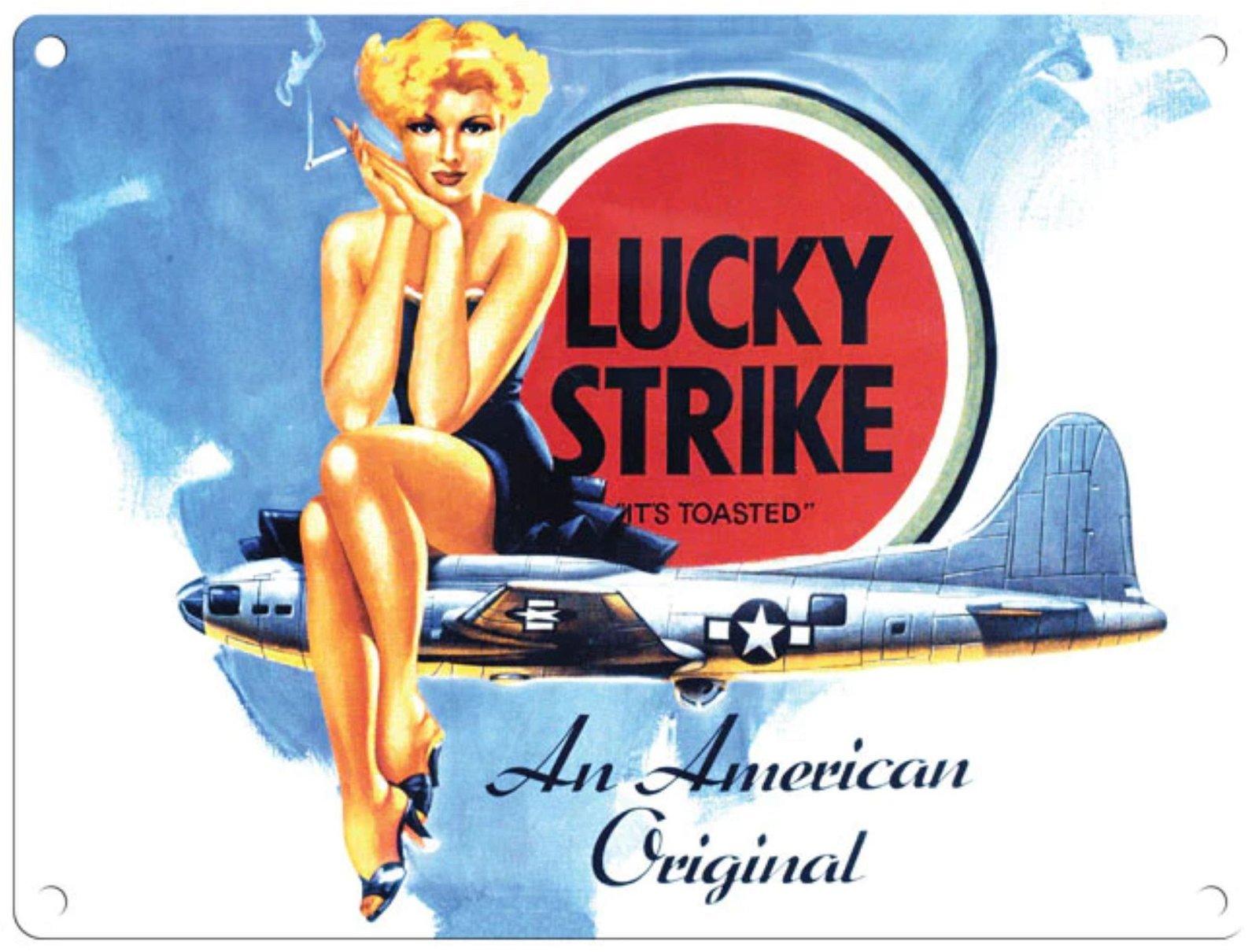 Small Metal Sign 45 x 37.5cm Vintage Retro Lucky Strike Cigarettes-