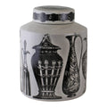 Small Round Grecian Style Porcelain Jar, Grecian Figures-Ceramic Ornaments
