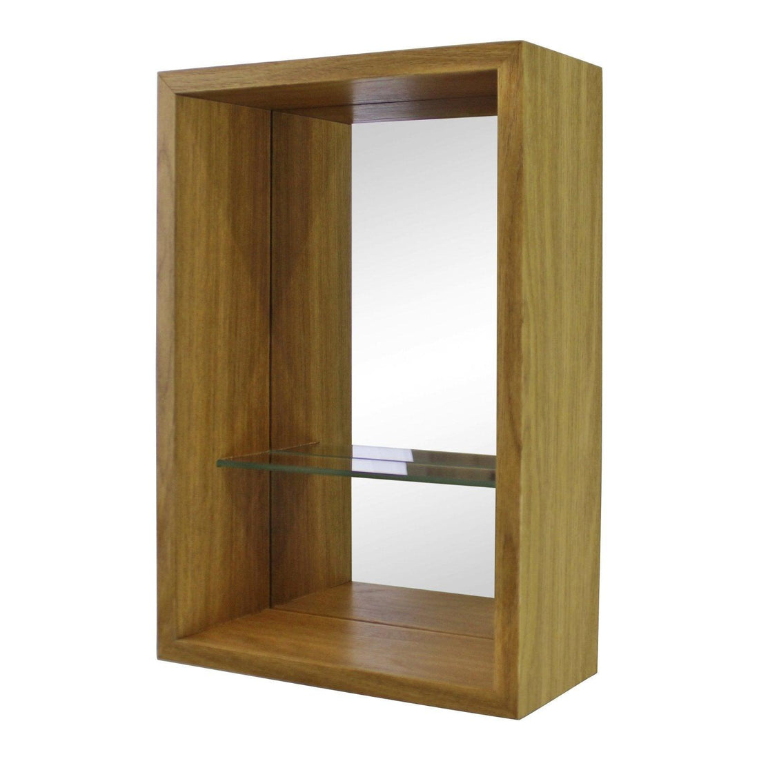 Small Veneered Mirror Shelf Unit, 31x21cm - £20.99 - Wall Hanging Shelving 