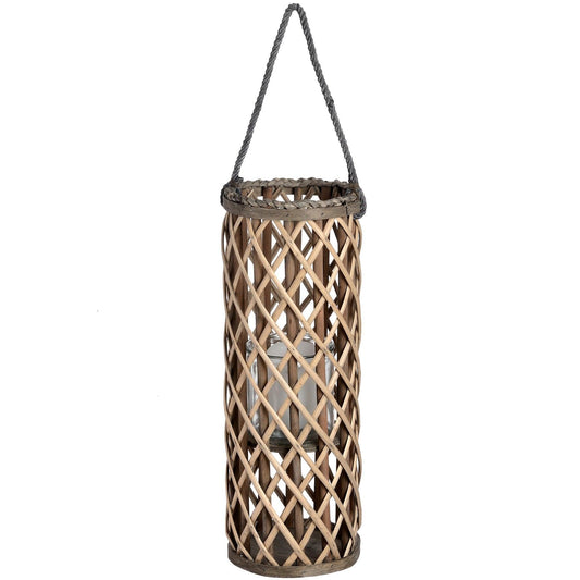 Small Wicker Lantern with Glass Hurricane - £39.95 - Gifts & Accessories > Lanterns 