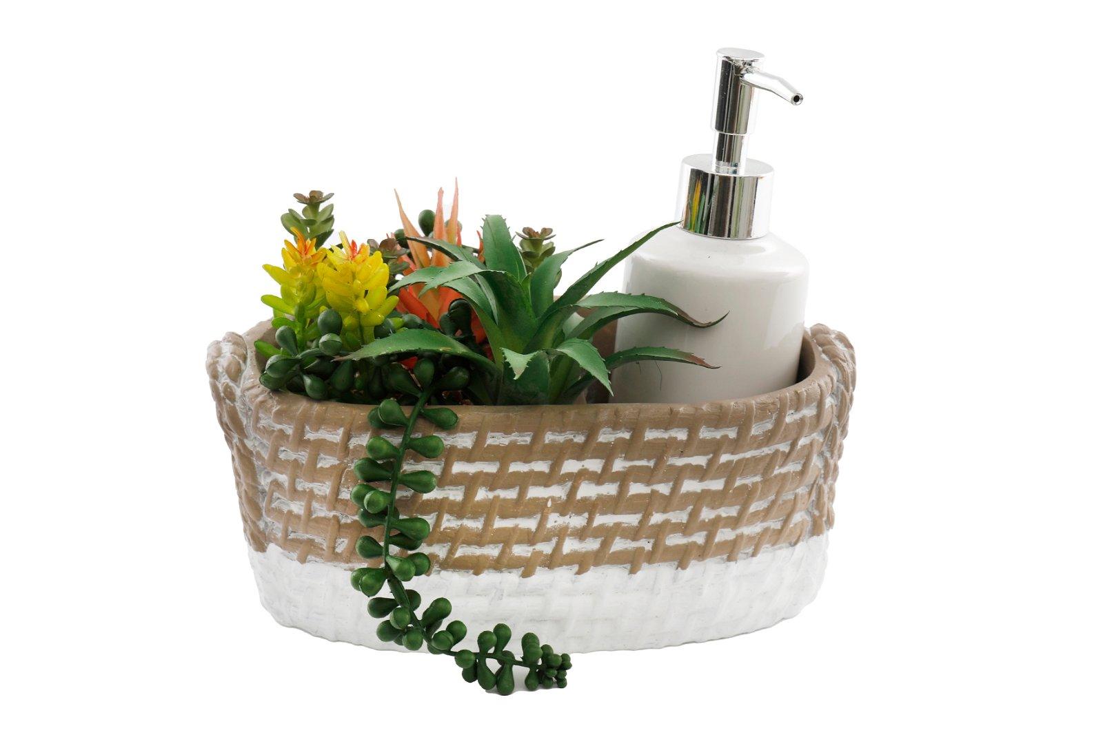 Soap Dispenser Tray with Succulent-Bathroom