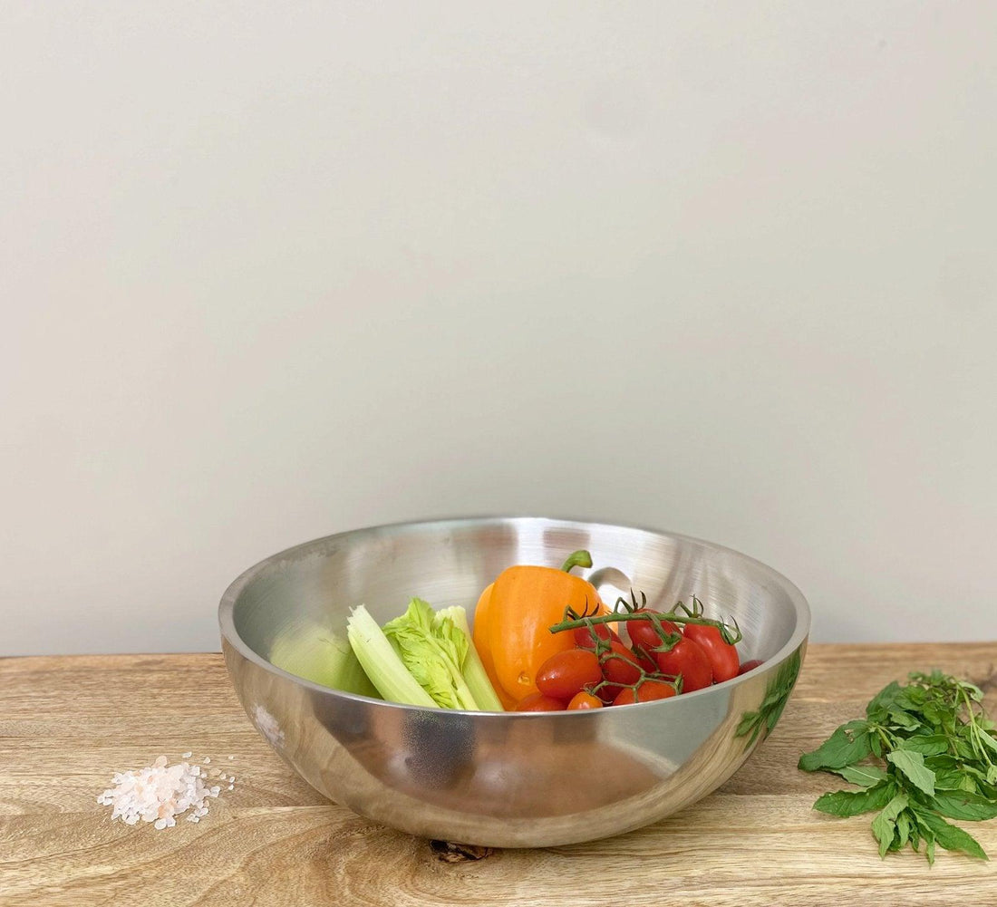 Stainless Steel Shallow Double Walled Bowl 30cm - £26.99 - Kitchen Storage 