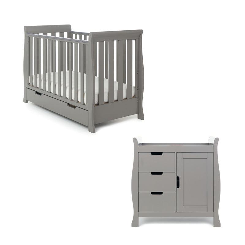 Stamford Mini Sleigh 2 Piece Room Set Taupe Grey Baby & Toddler Furniture Sets 