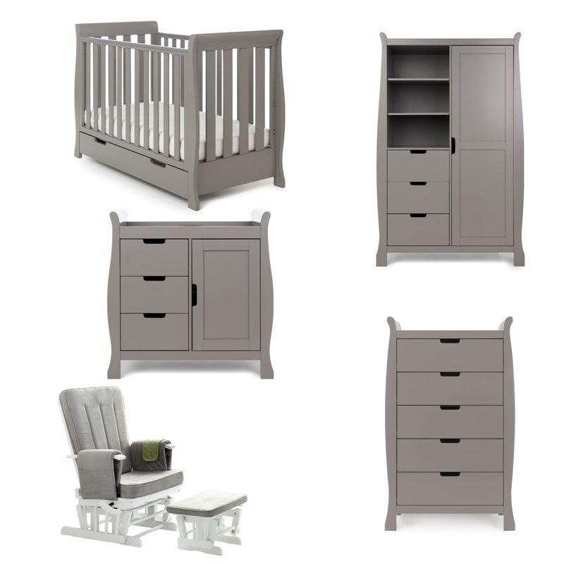 Stamford Mini Sleigh 5 Piece Room Set Taupe Grey Baby & Toddler Furniture Sets 