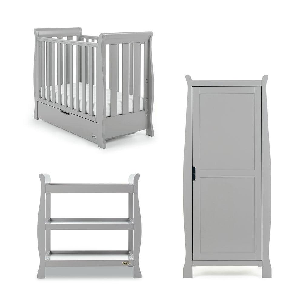 Stamford Space Saver Sleigh 3 Piece Room Set Warm Grey Baby & Toddler Furniture Sets 