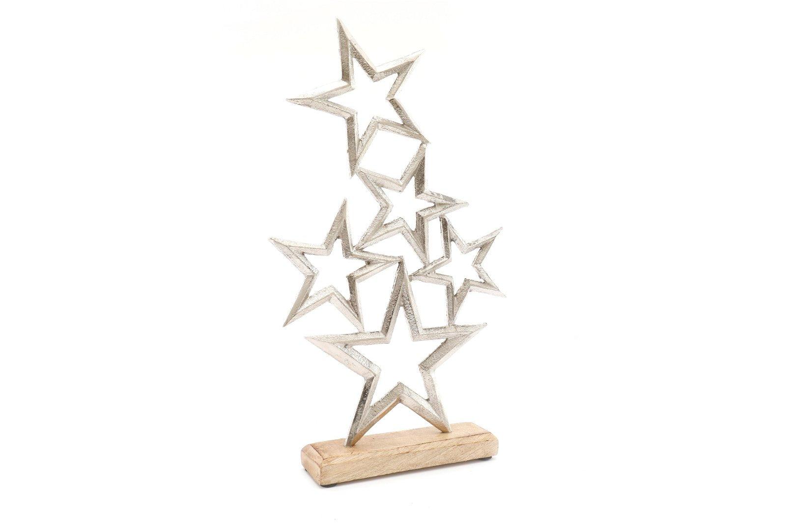 Stars On Wooden Base Ornament 40cm-Christmas Ornaments