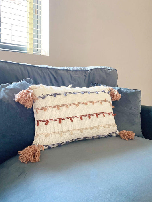 Striped Rectangle Cushion With Tassles - £21.99 - Throw Pillows 