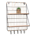 Synergy Wooden Shelf with 4 Hooks-Wall Hanging Shelving