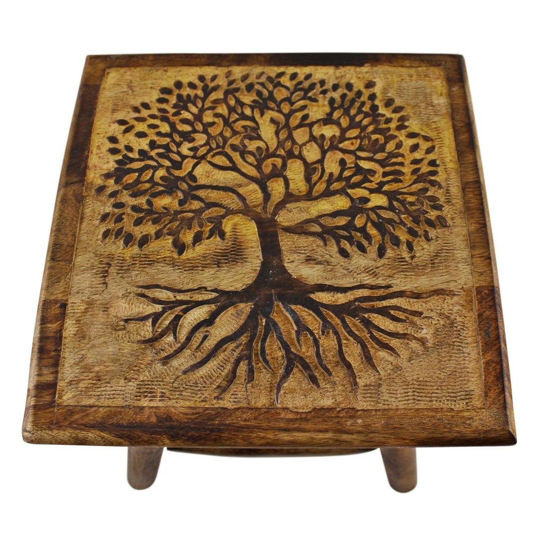 Tree of Life Hand Carved Stool, 25cm - £58.99 - Stools 