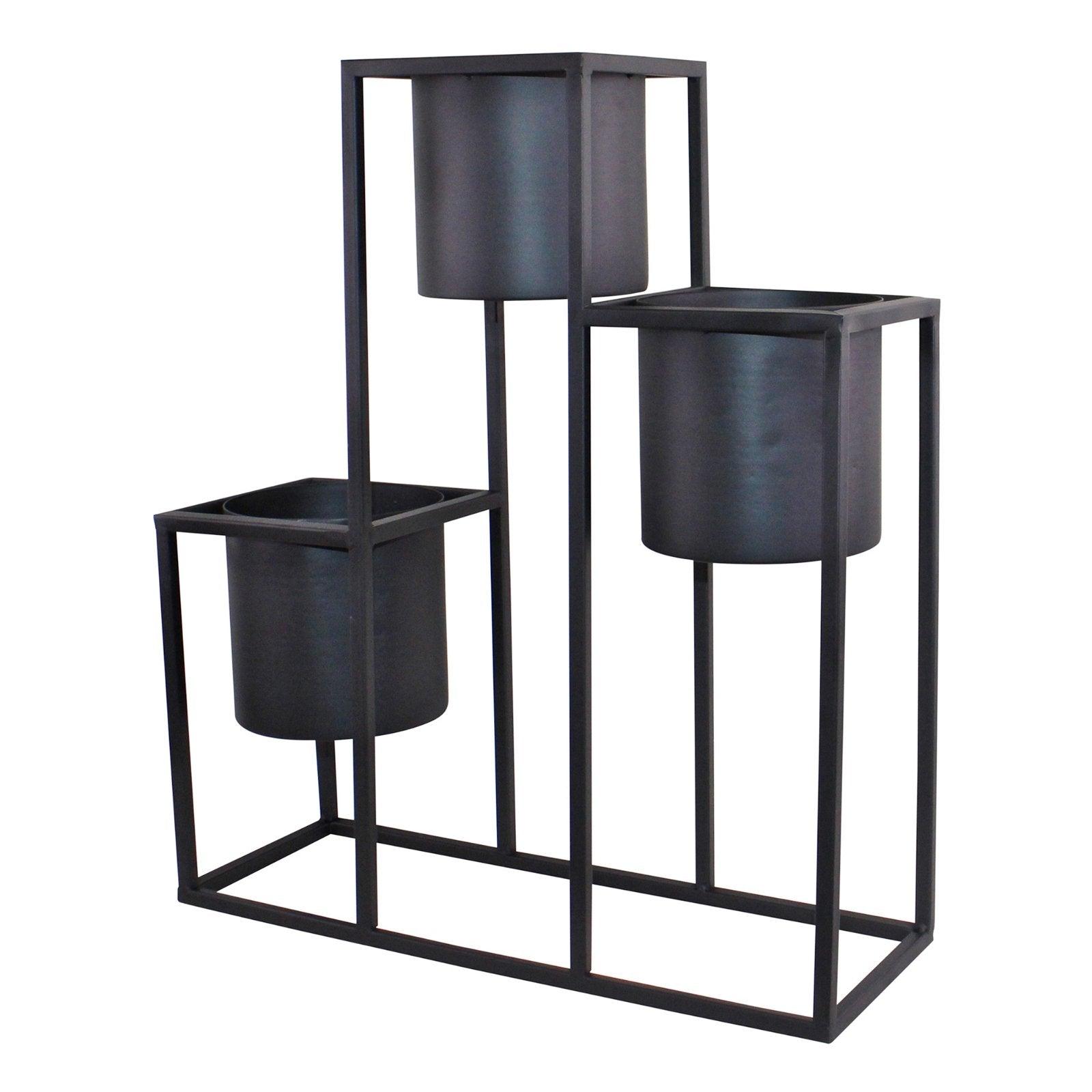 Triple Black Metal Planter, 43x50cm-Planters, Vases & Plant Stands