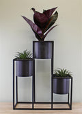 Triple Black Metal Planter, 43x50cm-Planters, Vases & Plant Stands