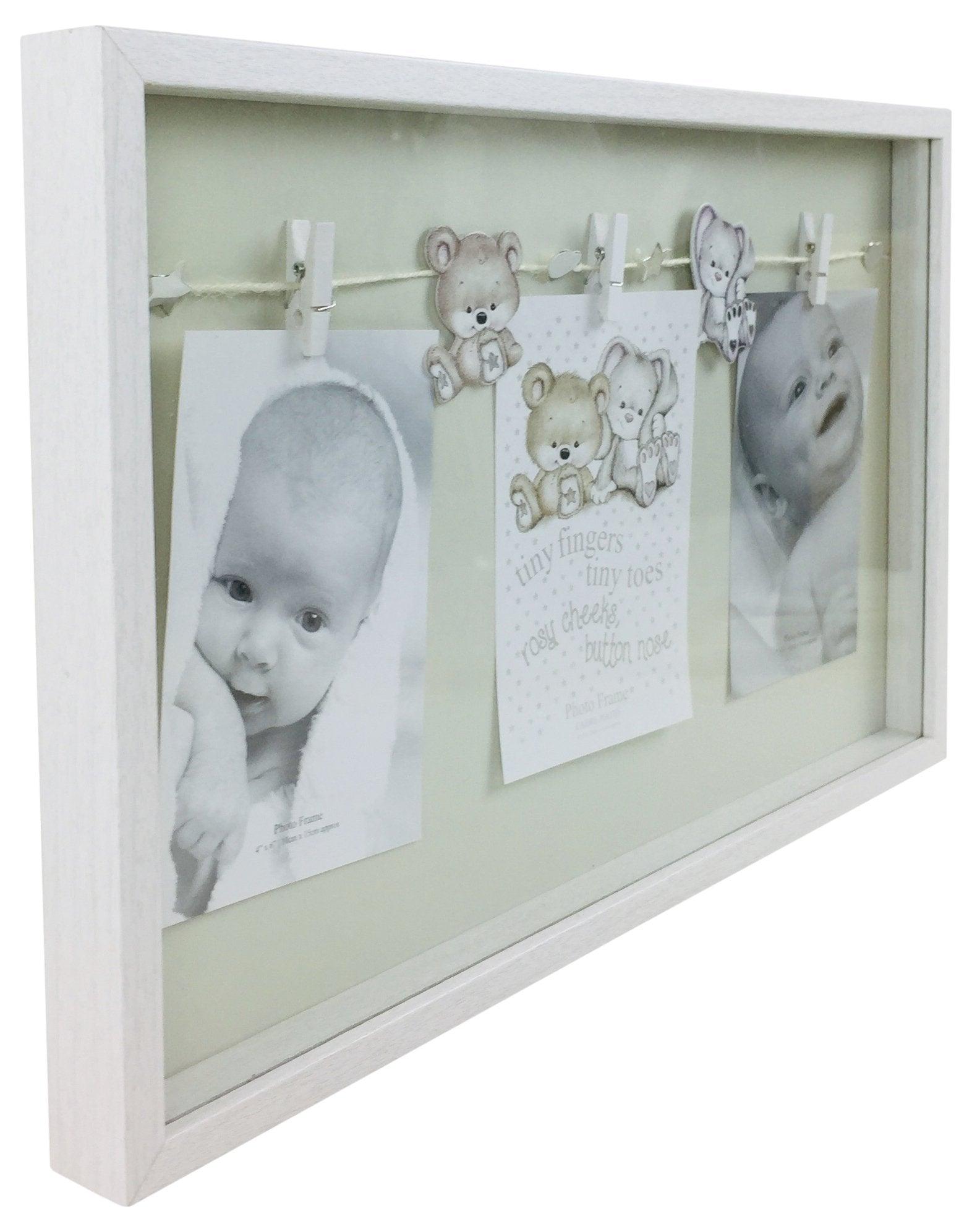 Triple Natural Peg Frame 4" x 6" - £20.99 - New Baby 