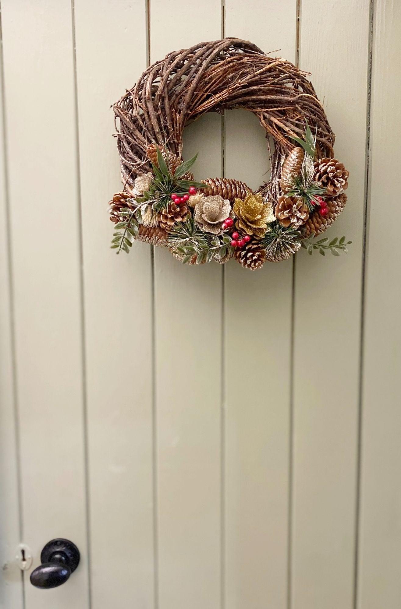 Twisted Pine & Berry Botanical Christmas Wreath 35cm - £58.99 - 