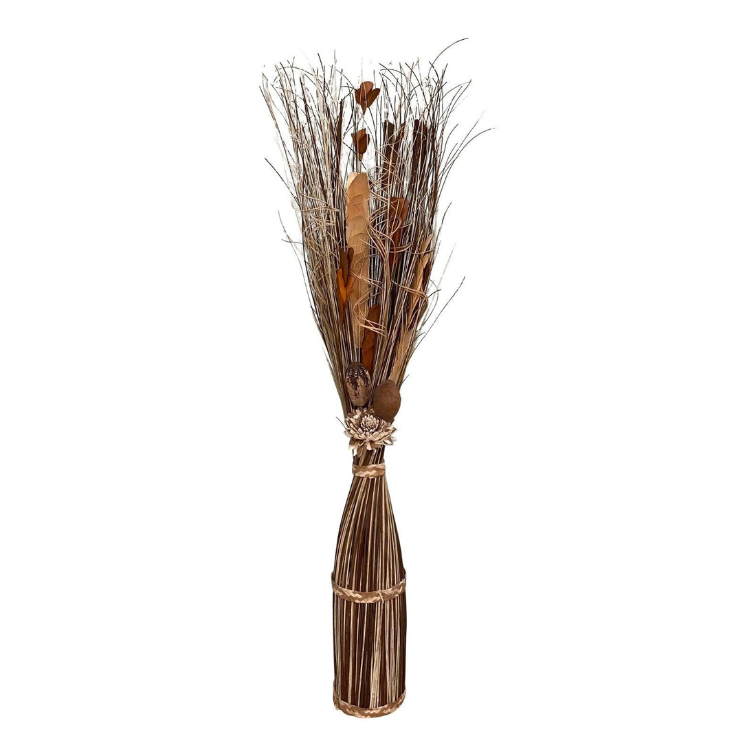 Twisted Stem Vase With Dried Brown & Cream Flowers - £49.99 - Flower Sprays 