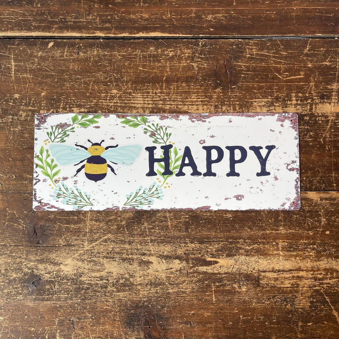 Vintage Metal Sign - Bee Happy Wall Sign - £22.99 - Signs & Rules 