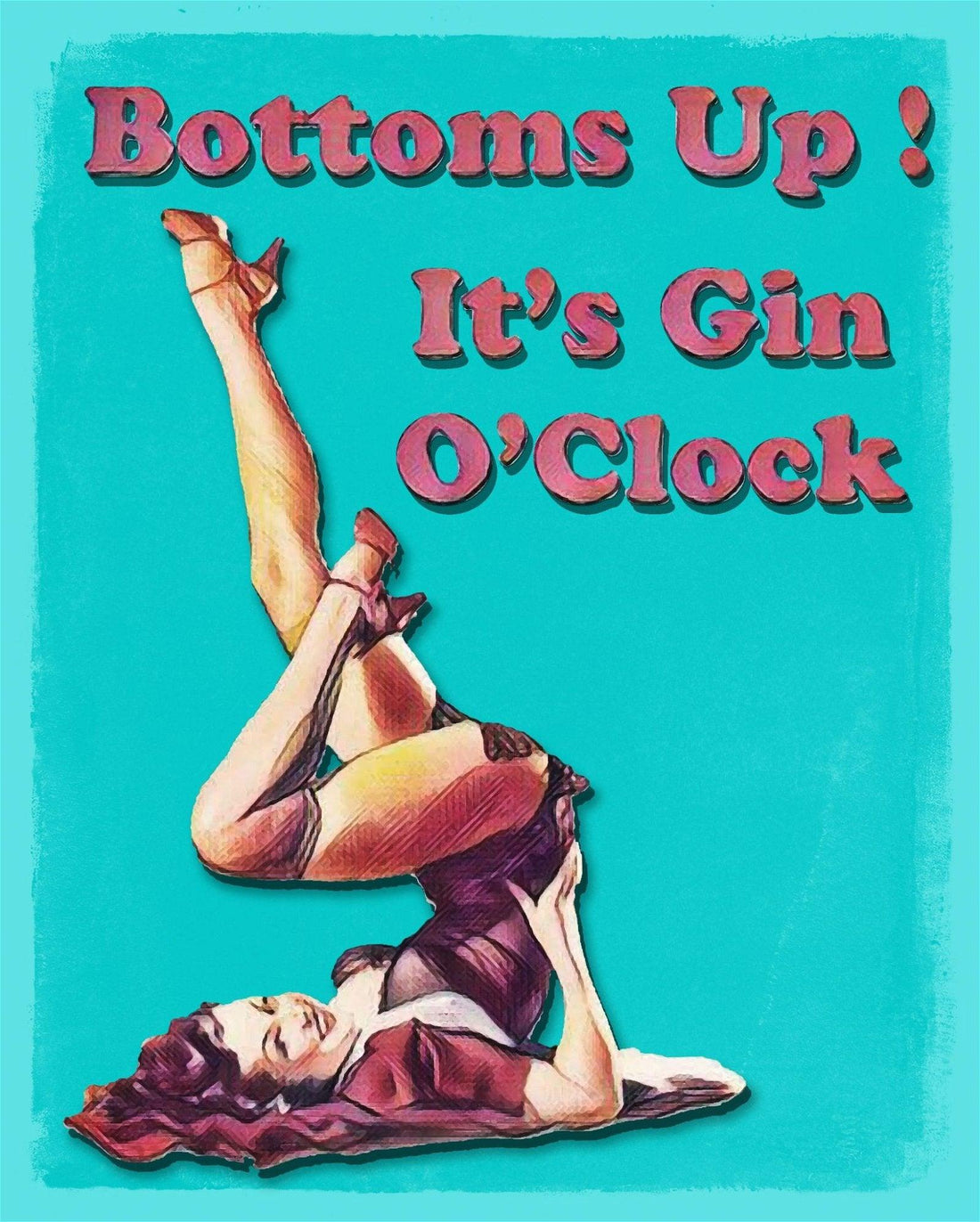 Vintage Metal Sign - Bottoms Up It's Gin O'Clock - £27.99 - Metal Sign 