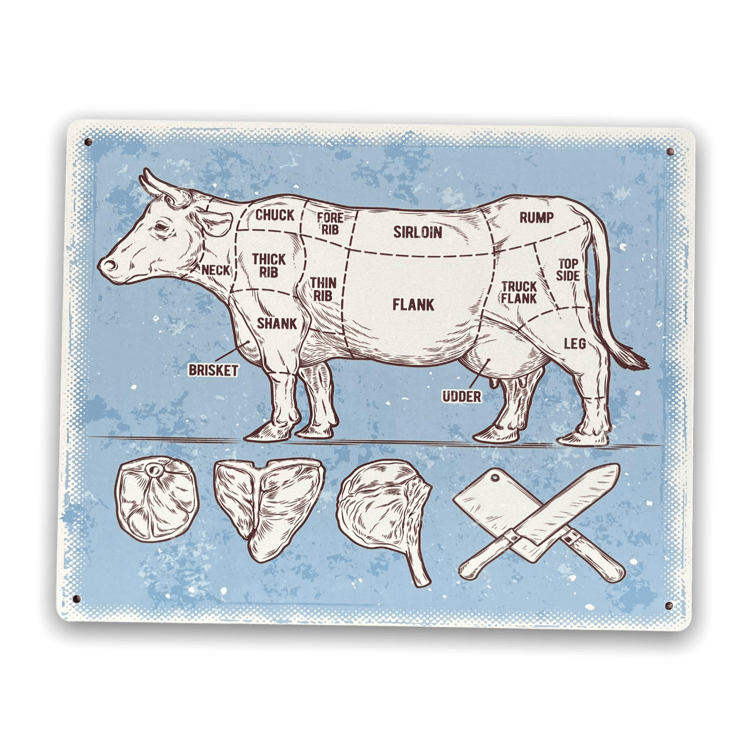 Vintage Metal Sign - Butchers Cuts of Beef Retro Sign-Retro Advertising