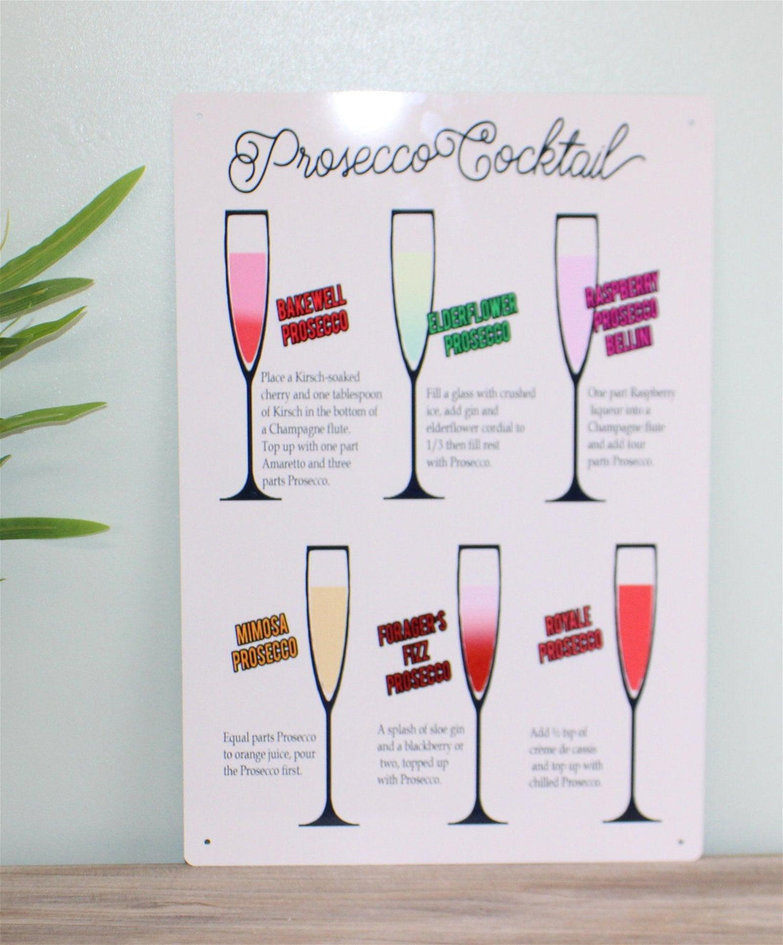 Vintage Metal Sign - Classic Cocktail Prosecco Recipes - £27.99 - Metal Sign 