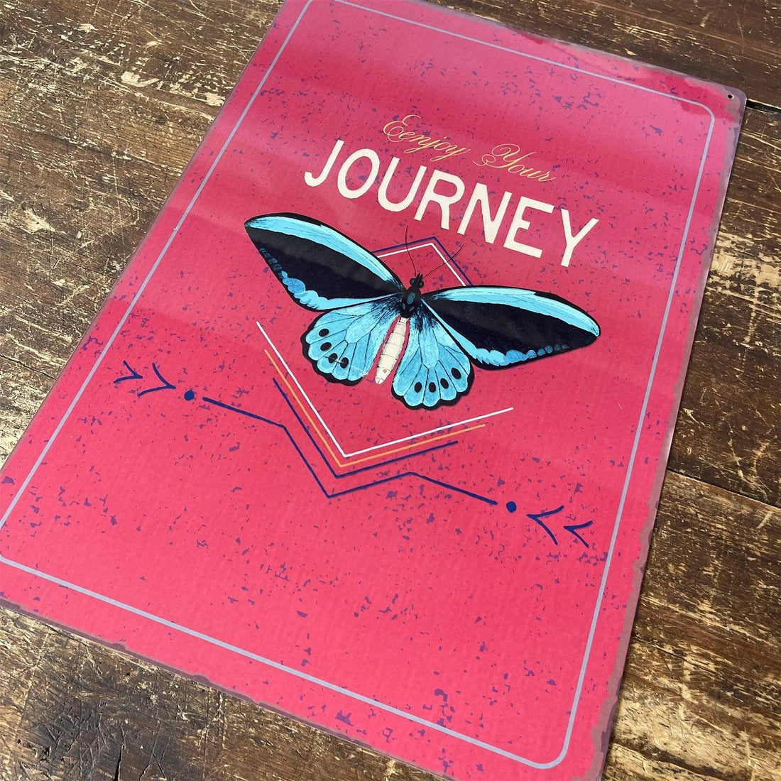 Vintage Metal Sign - Enjoy Your Journey Butterfly Design - £27.99 - Signs & Rules 
