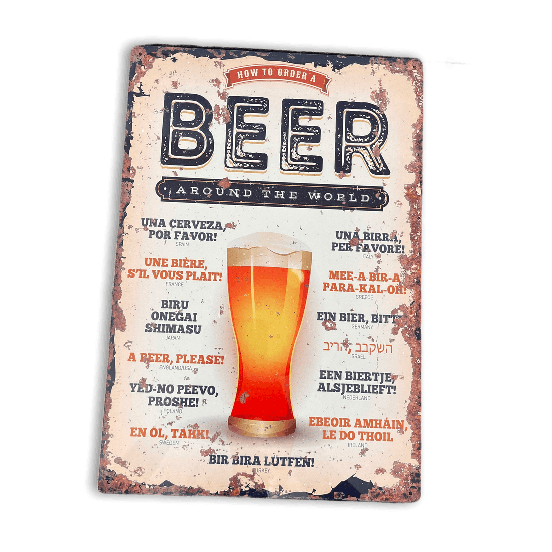 Vintage Metal Sign - How To Order A Beer Around The World - £27.99 - Metal Sign 