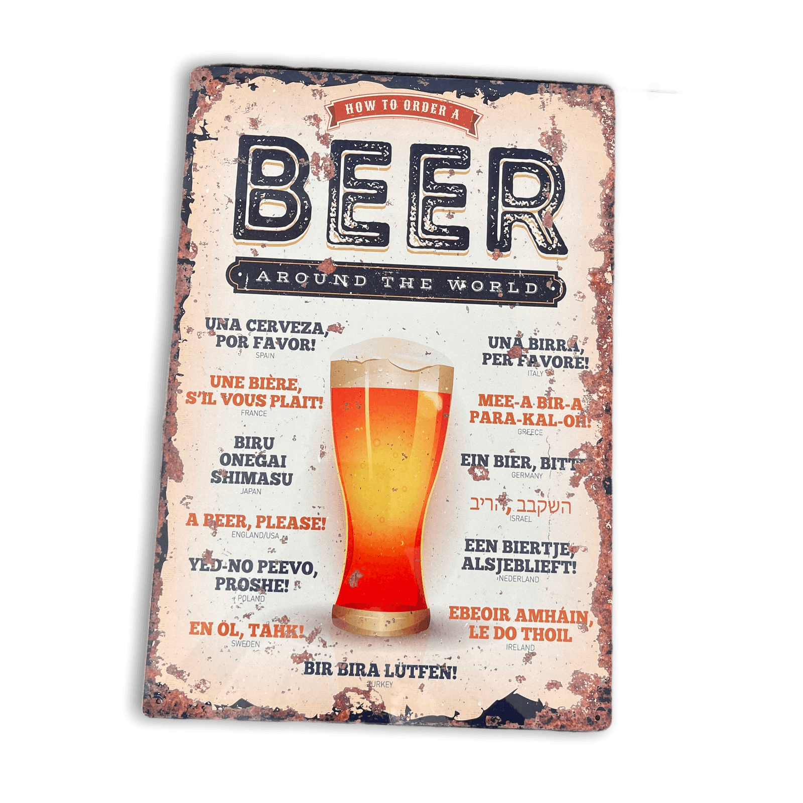 Vintage Metal Sign - How To Order A Beer Around The World-Metal Sign