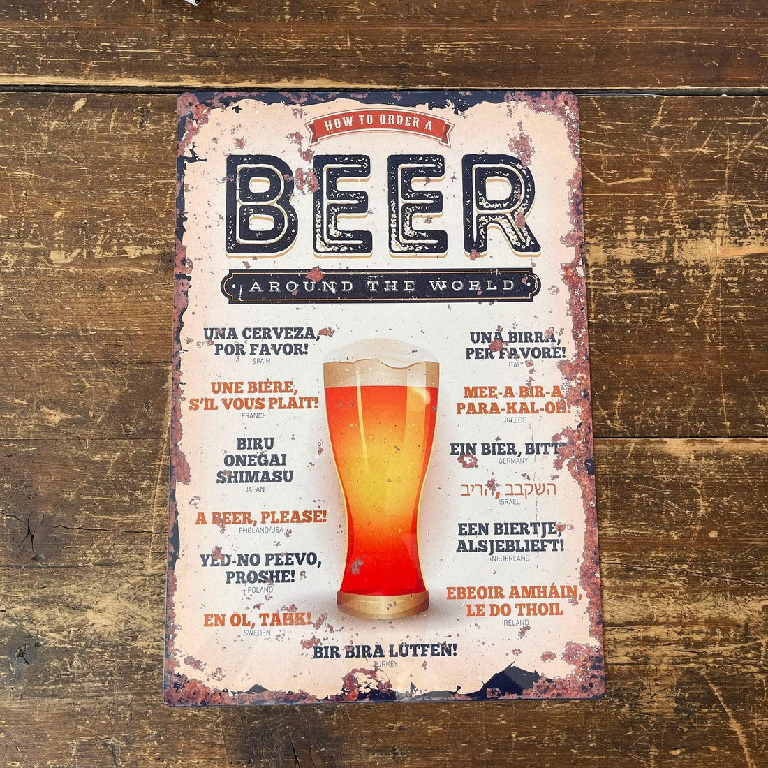 Vintage Metal Sign - How To Order A Beer Around The World - £27.99 - Metal Sign 
