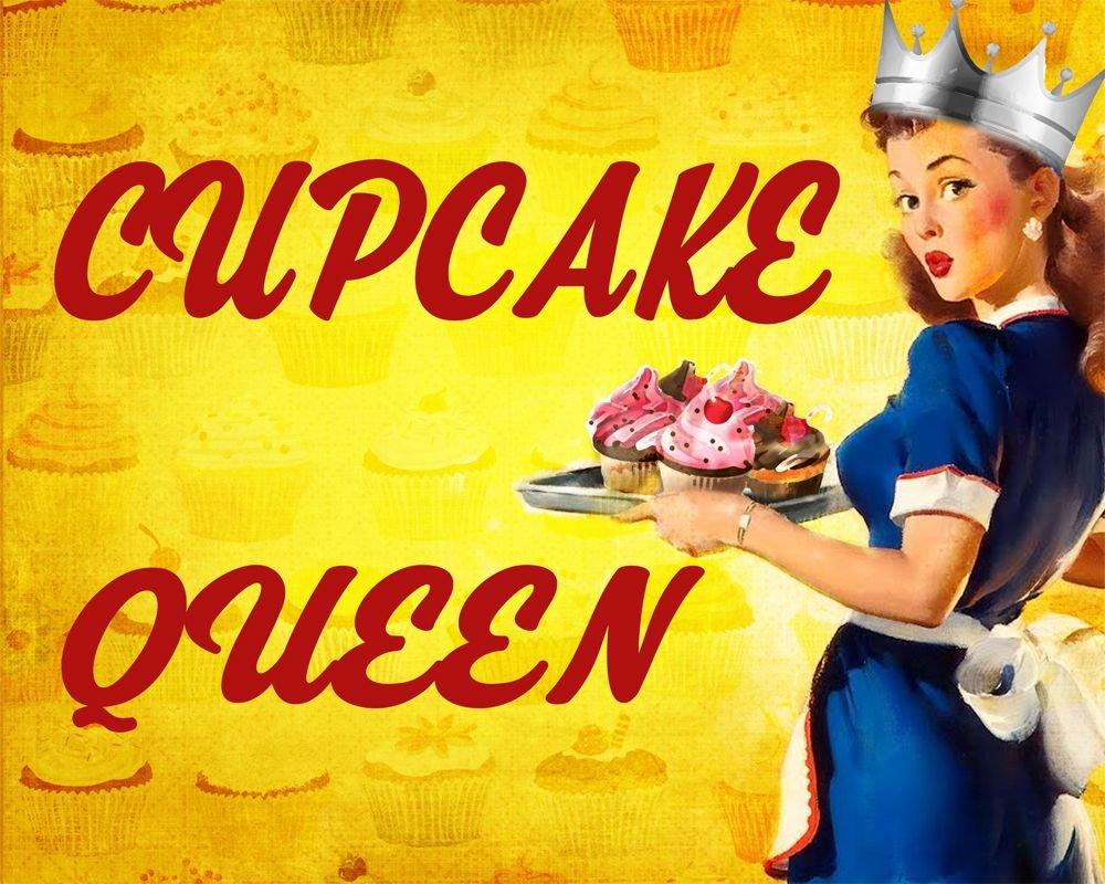 Vintage Metal Sign - Pin Up Girl, Cupcake Queen-Retro Advertising