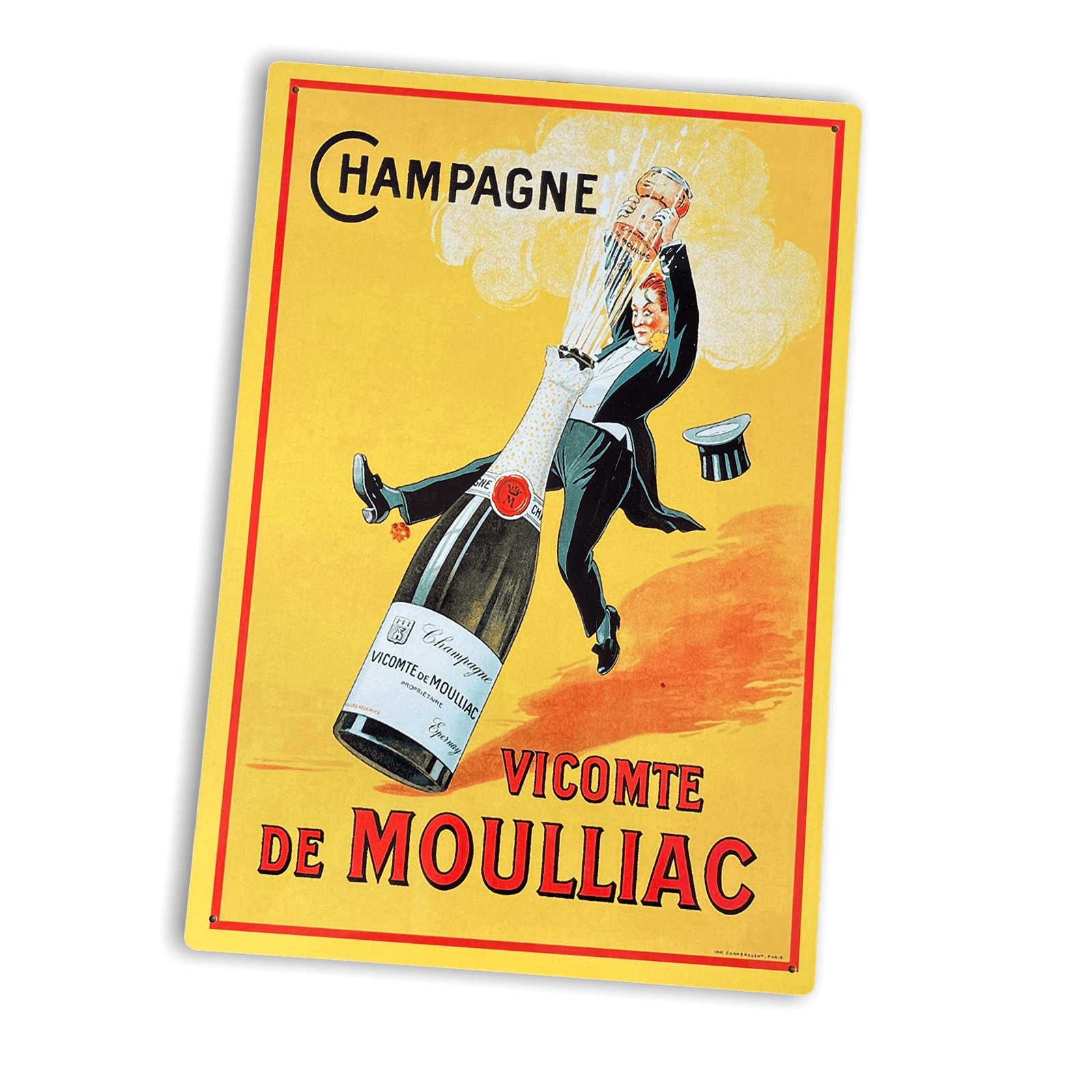 Vintage Metal Sign - Retro Advertising Champagne Vicomte De Moulliac Sign-Metal Sign