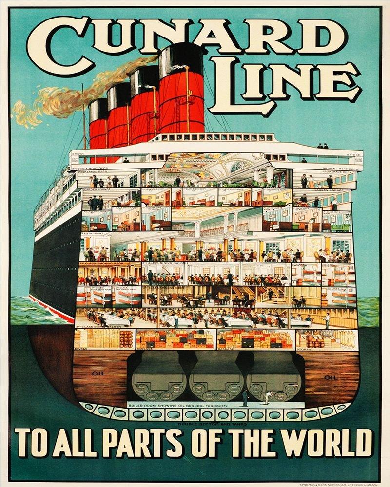 Vintage Metal Sign - Retro Advertising - Cunard Line-Retro Advertising