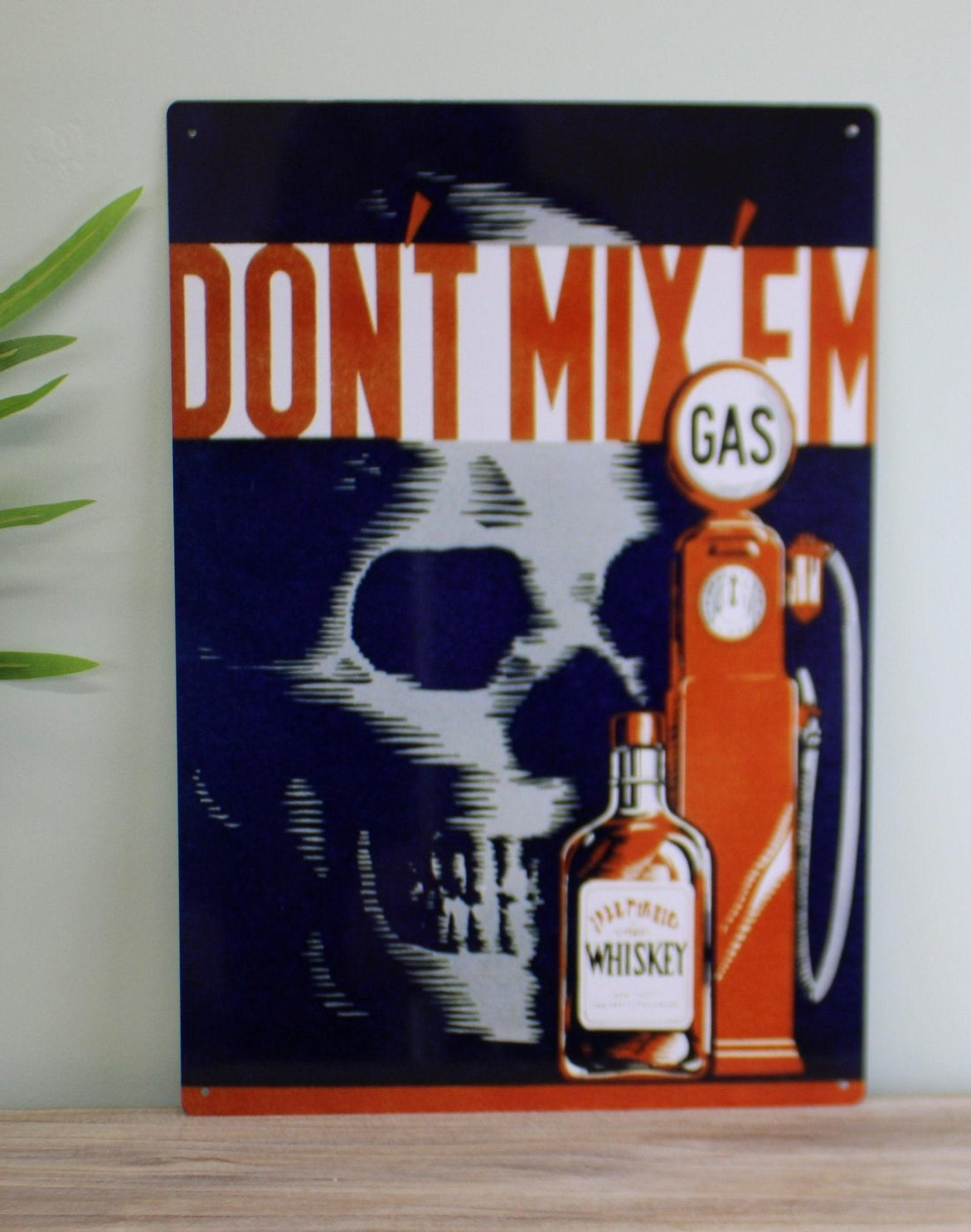 Vintage Metal Sign - Retro Advertising - Skull Gas Whiskey - £27.99 - Retro Advertising 