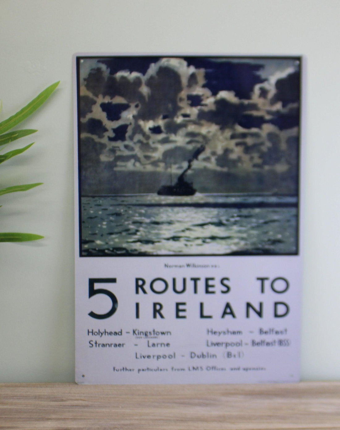 Vintage Metal Sign - Retro Art - 5 Routes To Ireland Ferry Poster - £27.99 - Retro Advertising 