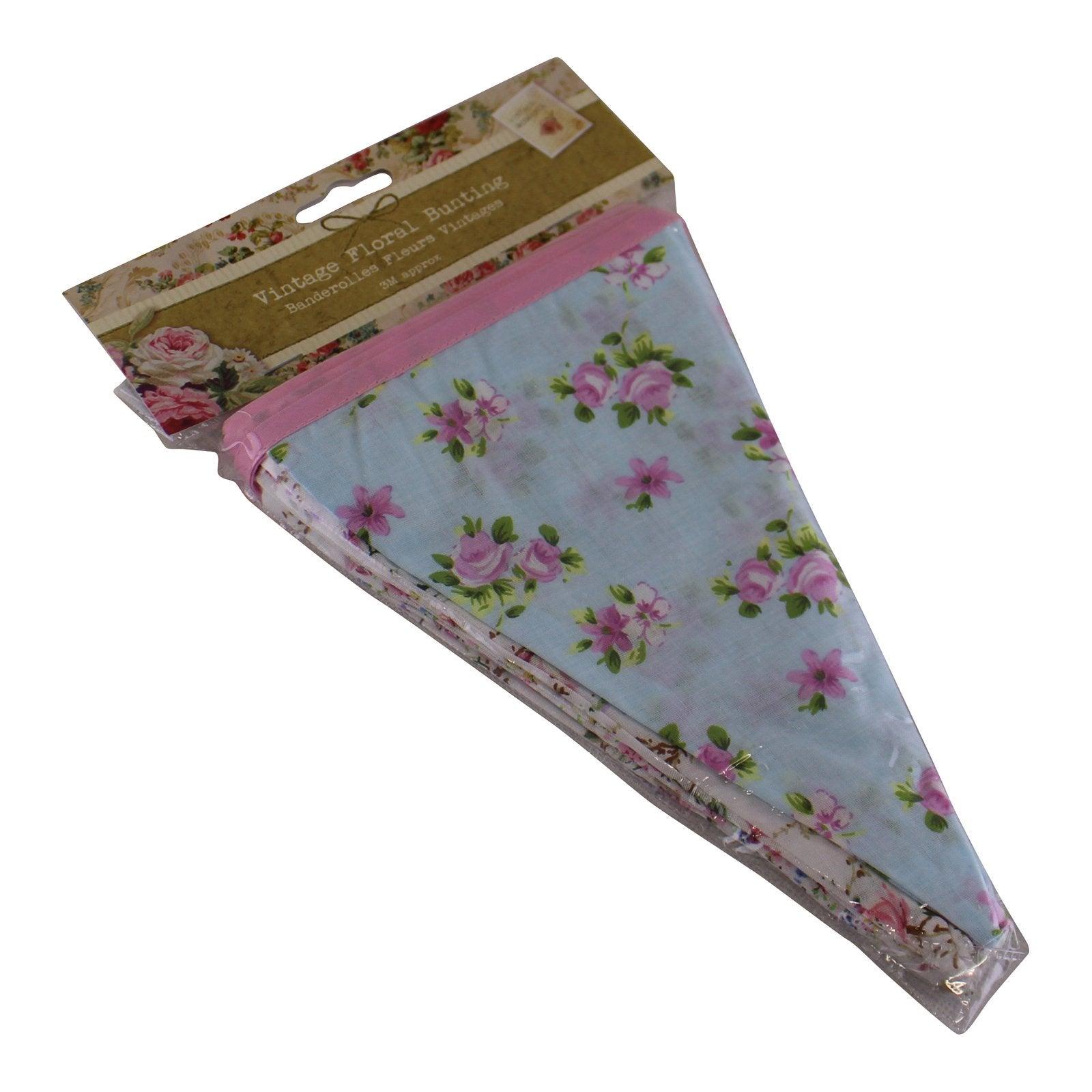 Vintage Style Floral Fabric Bunting, 3 metres - £18.99 - Ornaments 