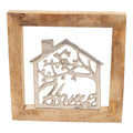 Wall Hanging Silver House In Wooden Frame 30cm-Pictures