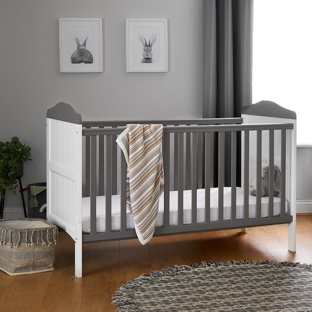 Whitby Cot Bed White with Taupe Grey Cots 