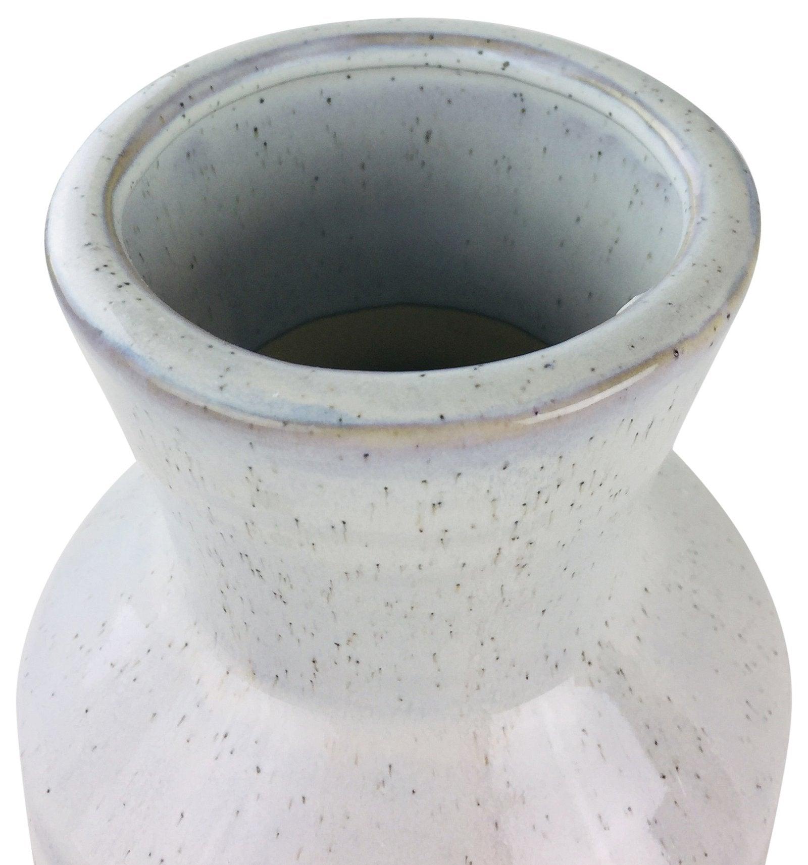 White Herringbone Textured Stoneware Vase 44cm-Planters, Vases & Plant Stands