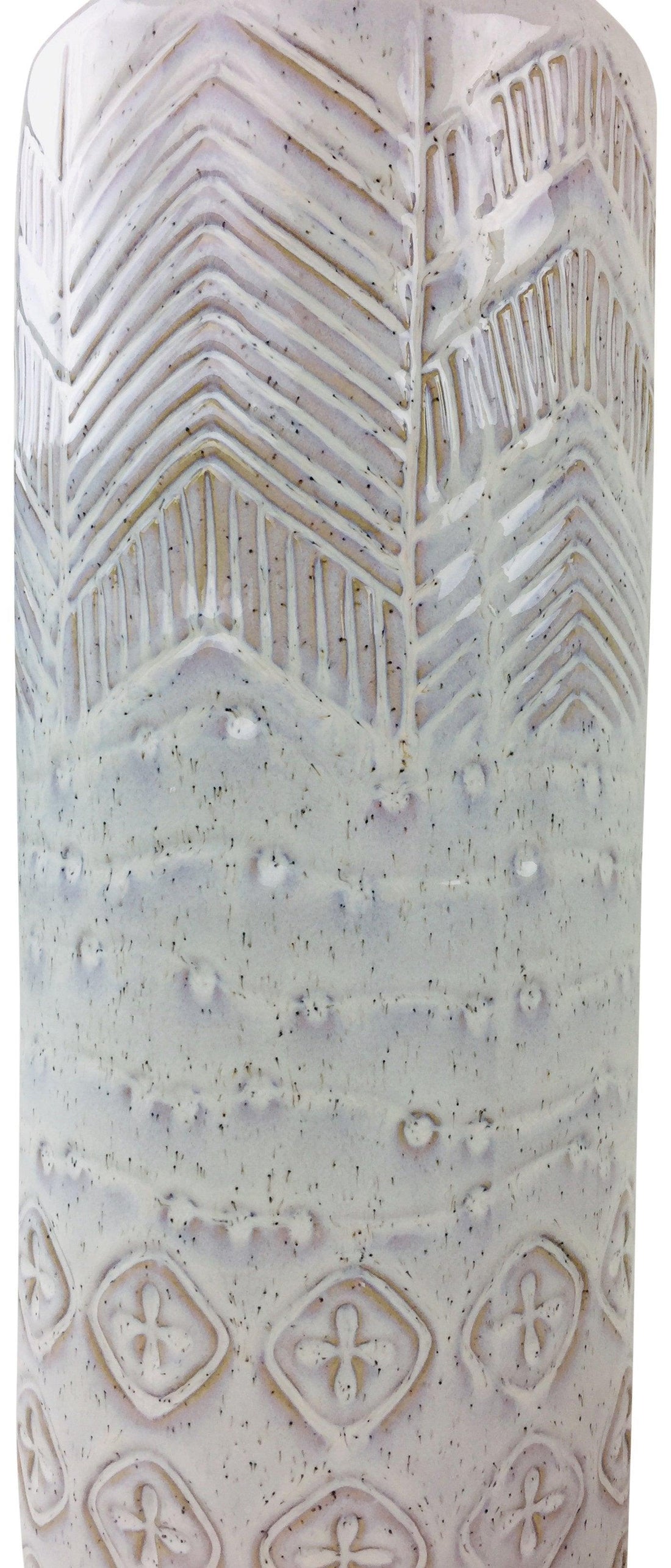 White Herringbone Textured Stoneware Vase 44cm - £65.99 - Planters, Vases & Plant Stands 