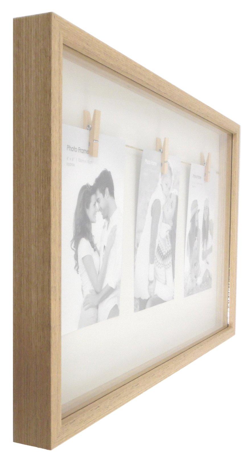 White Natural Wood Triple Peg Frame - £22.99 - Photo Frames 
