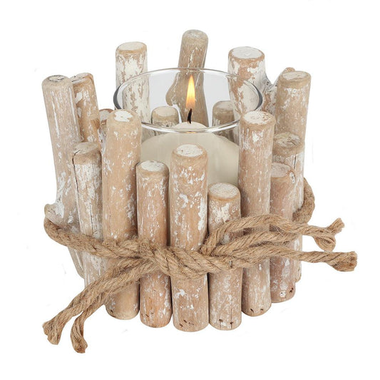White Washed Driftwood Candle Holder - £12.99 - Candle Holders 