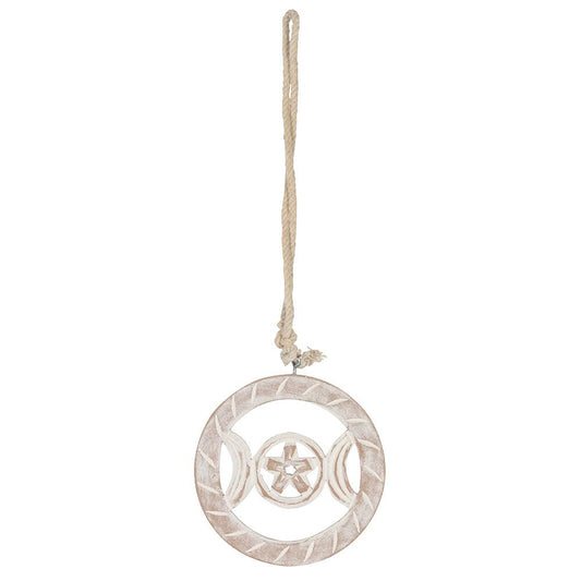 White Wooden Hanging Triple Moon - £13.5 - Hanging Decorations 