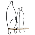 Wire Bottle Design Shelf with 4 Hooks-Wall Hanging Shelving