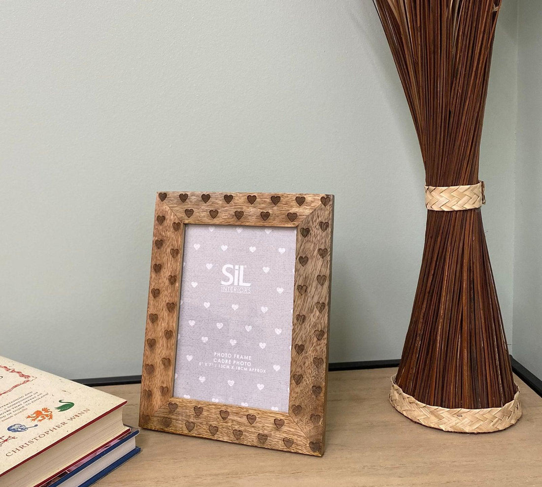Wood 5x7" Photo Frame With Hearts - £20.99 - Photo Frames 