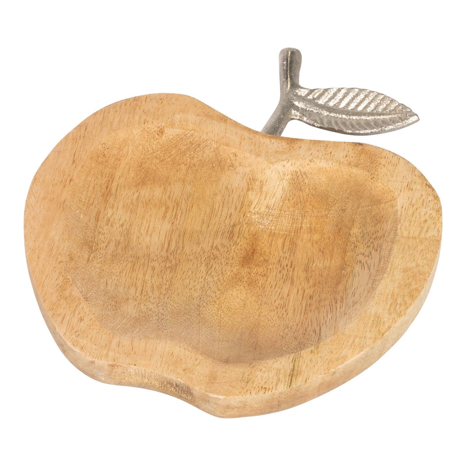 Wooden Apple Designed Tray with Silver Leaf - Large-Trays & Chopping Boards